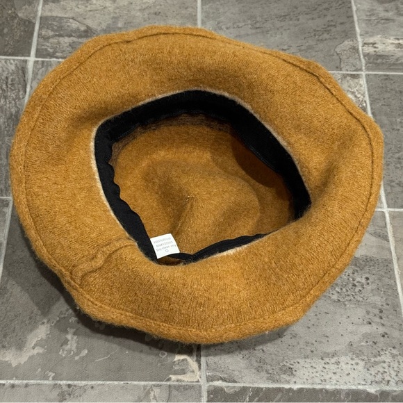 Wool Bucket Fedora Hat Stripe Detailed Wired Short Brim OSFM - Picture 2 of 8